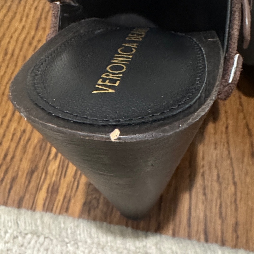 Veronica Beard Giana Charms Espresso Brown Suede Platform Clogs Mules 6 - Picture 11 of 11